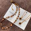 Tiger Eye Stone Long Necklace Women's Accessories Stacked New Sweater Chain Premium Light Luxury Neck Chain