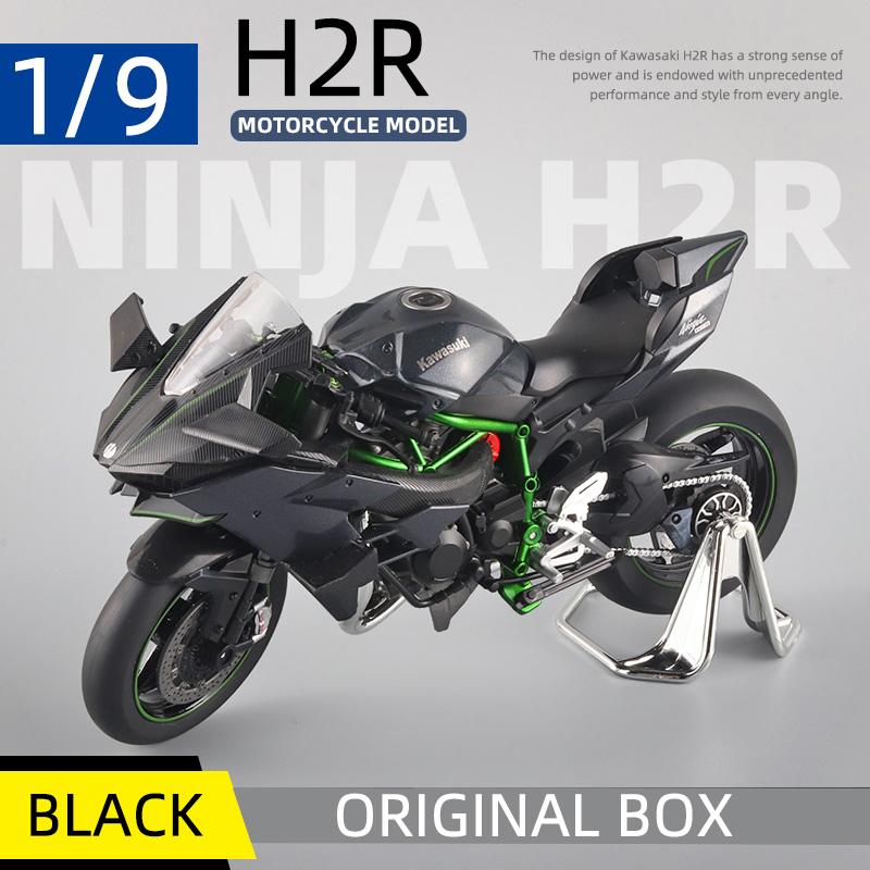 1:9 Skala Kawasaki H2R Metallmotorradmodell Statische Ornamente Simulationssound & Licht Diecast Auto Kinderspielzeugautos Geburtstag