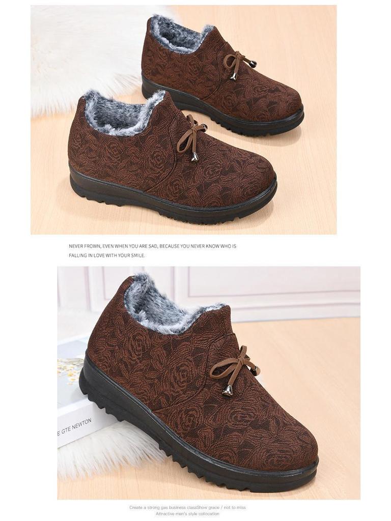 Women's Thickened Lined Winter Shoes: Non-Slip, Soft Sole Cotton Boots for Middle-Aged and Elderly