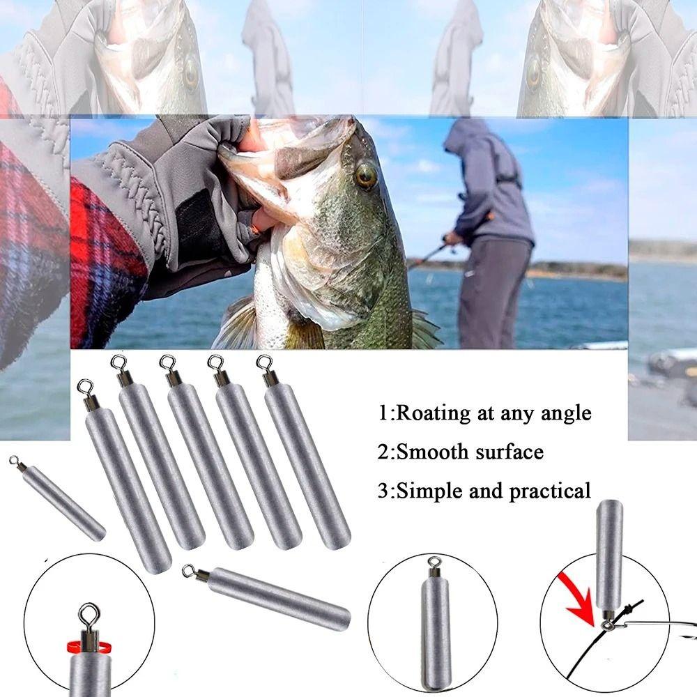 10pcs/set Cylindrical Shape Fishing Baits Sinker Hook Bait Accessories Fishing Weights Sinkers 3.5g-20g with Connector