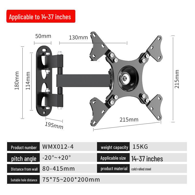 Universal TV Wall Mount: Retractable & Rotating Stand for 26-55" Displays