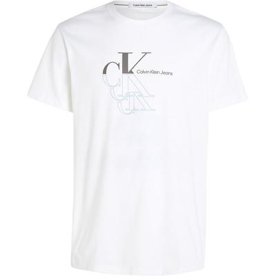 Two-Tone Letter Print Plain Knit Crew Neck Short Sleeve T-Shirt Men Tops Bright-White J30J325352-YAF