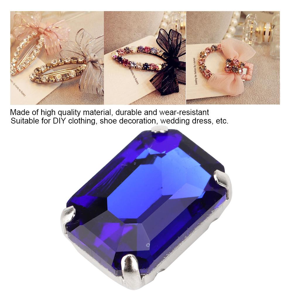 10pcs Rectangle Sewing Rhinestones Glass Crystal Claw DIY Clothing Accessories (Blue)