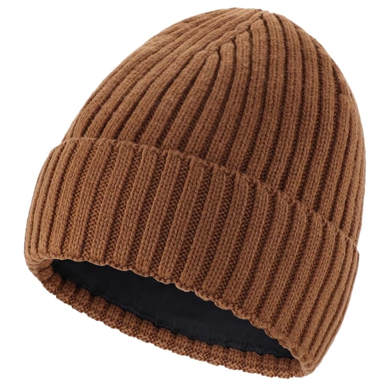 

[Connectyle] Knit hat men s outdoor warm knit cap turn back hat Cold protection winter beanie watch cap mountain climbing camel