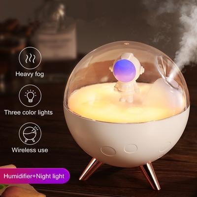 350ml Space Astronaut Usb Rechargeable 2000mah Battery Wireless Air Humidifier With Warm Led Night Light For Home Kids Gifts