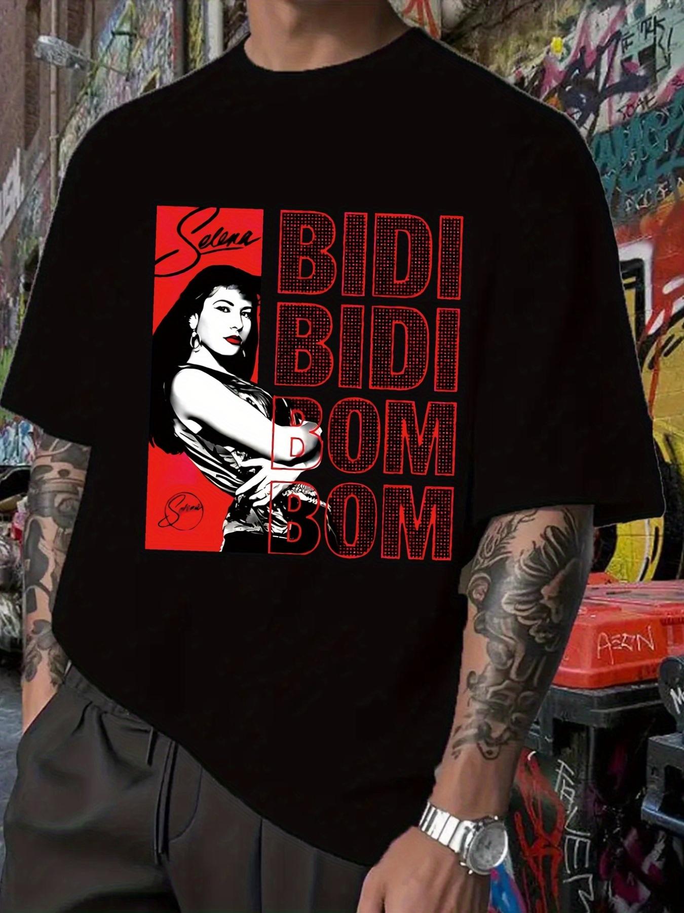 BIDI BOM BOM Graphic T-shirt - Black with Red Bold Lettering - Hip-Hop Dance Tee for Parties S
