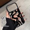 Black and white wave pattern phone case suitable for iPhone 17 16 15 14 13 12 11Pro/Max/Plus anti drop and shockproof back cover