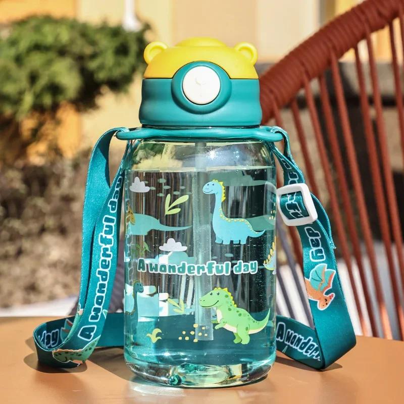 

650ml Cute Kids Water Bottle with Straw Free BPA Leakproof Outdoor Portable Children s Cups School Water Bottle for Children New 650ml зелёный