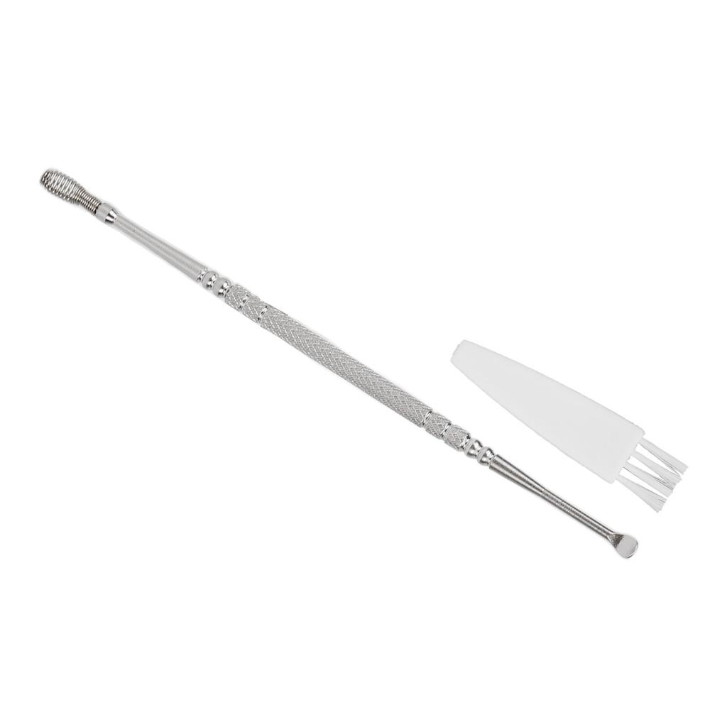 Ear Spoon Double Head Stainless Steel Ergonomic Design Relieve Itching Glossy Rounded Spiral Spring Ear Pick