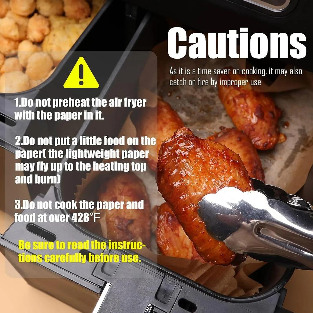 Large Rectangle Air Fryer Disposable Paper Liner Nonstick Airfryer Parchment Special Baking Paper for 2-10QT Cooking Basket