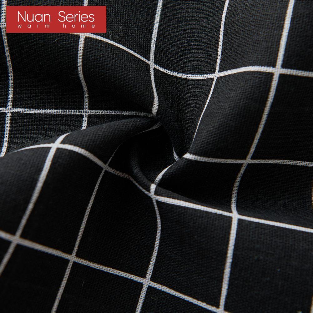 1PC Nuan Series Simple and Versatile Black Checkered Printed Cotton Linen Table Runner for Dinner Table Decor Kitchen for Home Table Home Decor