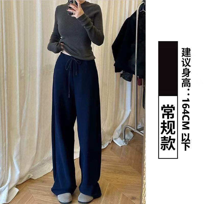 Women Fleece Lined Banana Wide Leg Casual Sports Pants 2026 Warm Straight Trousers