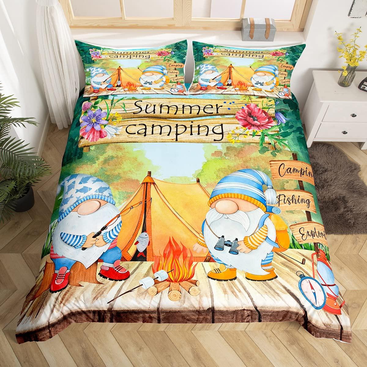 

Camper Theme Duvet Cover Set For Teens Adults Kids Queen Size Quilt Cover With 2 Pillowcase Bonfire Evening Bedding Set 3 Pieces EU Single(135*200cm)3pcs