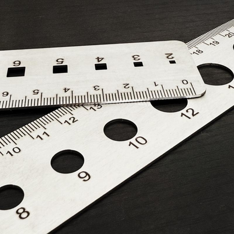 Practical Metal Measuring Ruler Round Square Cutouts 0.5mm Accuracy Rusts Resistant Tool for Architects Contractors
