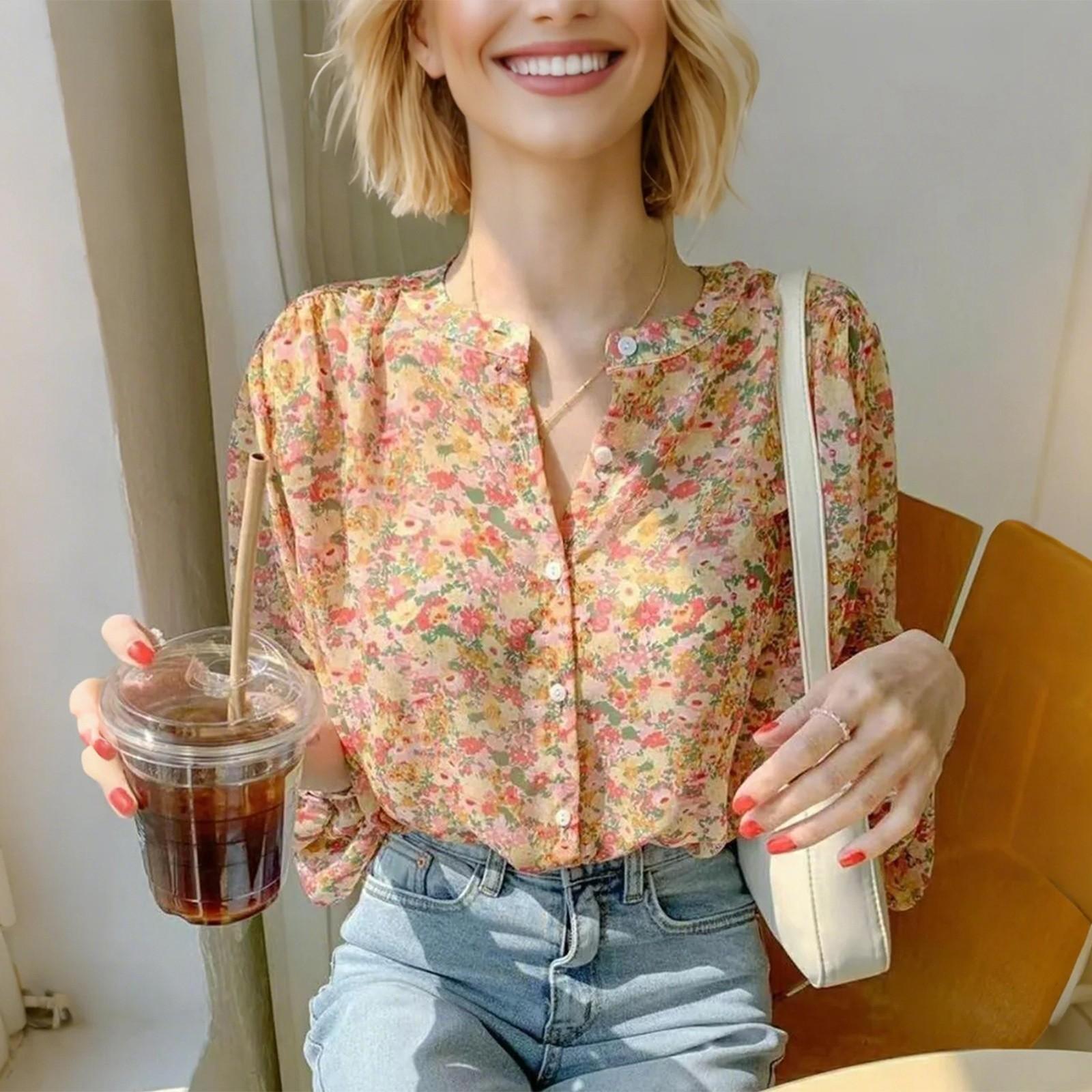 

Женщины леди Длинный рукав кружева шить блузка туники топы рубашки XL розовый