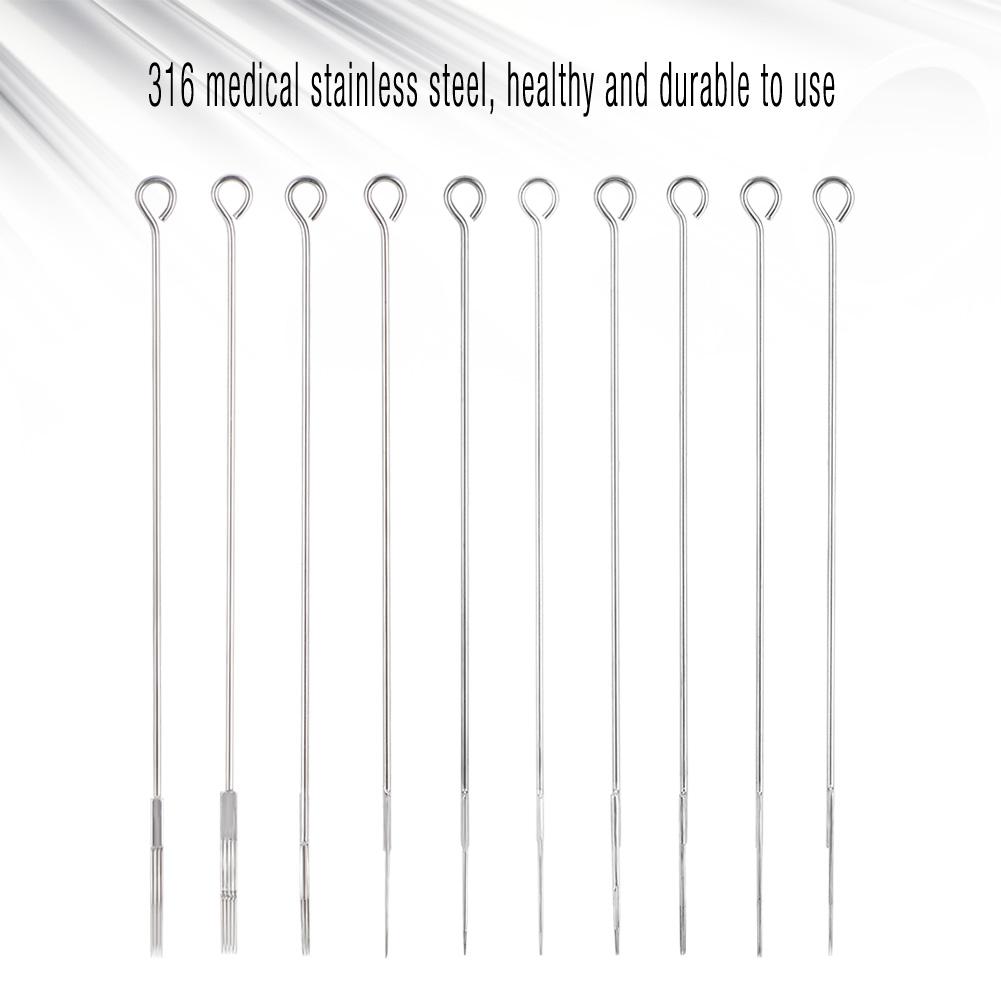 50pcs Assorted Disposable Stainless Steel Sterilized Tattoo Needles Mixed 10sizes