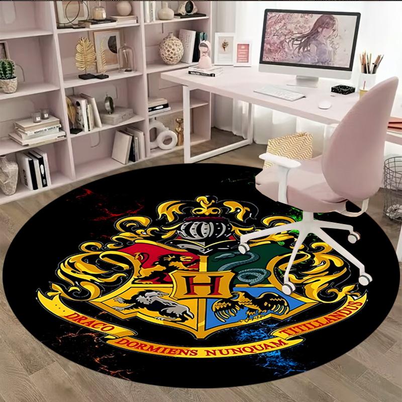 1pc Hogwarts4 Carpet, Round Rug, Comfortable, Suitable for Entryways, Living Rooms, Office, And Bedrooms, Christmas Decoration