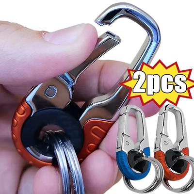 1/3pcs Keychain Men Stainless Steel Buckle Outdoor Carabiner Climbing Tool Double Ring Car Fishing Hook Key Ring Accessories