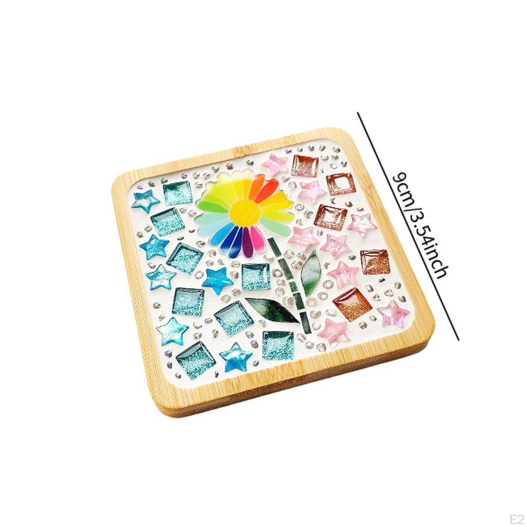 4 Pieces DIY Mosaic Coaster Handmade Craft for Playdates School Art Projects sunflower