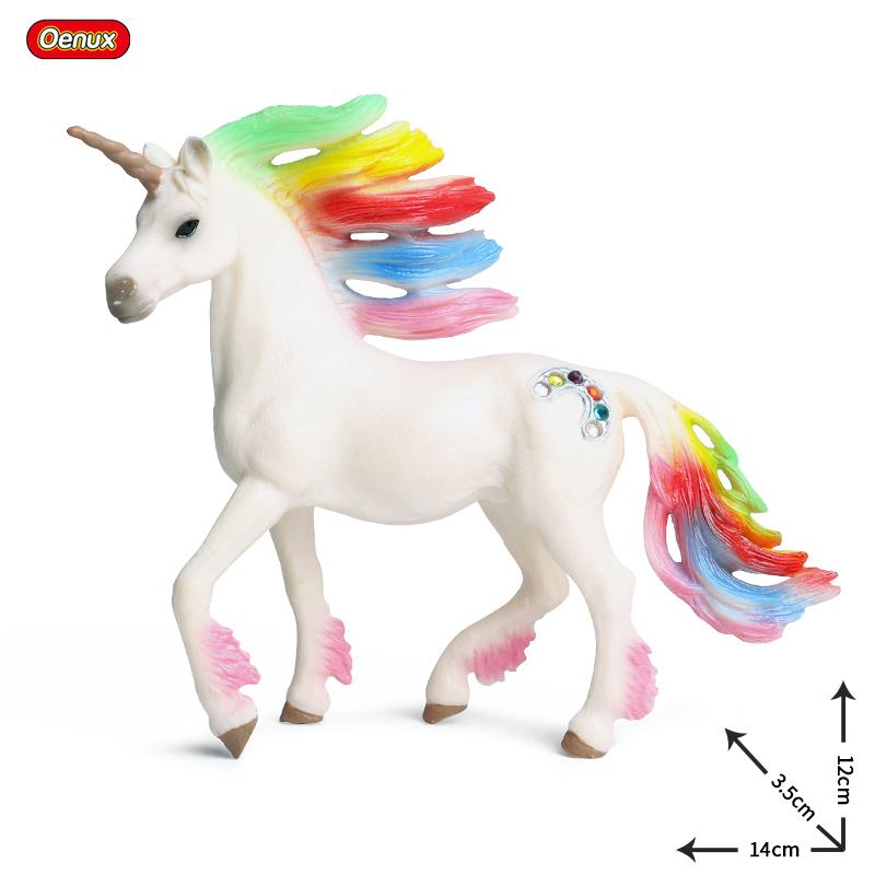 Oenux Klasyczny Mityczny Tęczowy Pegaz Symulacja Zwierzęcia Oryginalna Bajka Latający Koń Figurki Akcji Model PVC Zabawki Edukacyjne