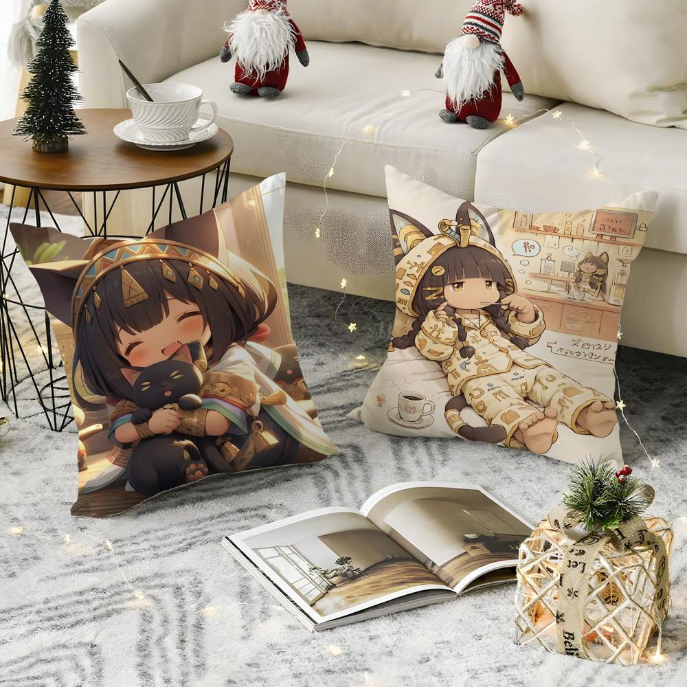 Beautiful And Lovely Girl Little Family 2 Pillow Case Natural Linen Pillow Case Double-Sided Decor Sofa Pillowcase Home Decor