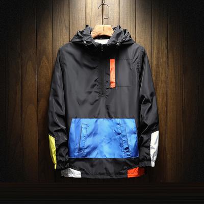 Chaqueta con capucha holgada de empalme de colores para hombre de primavera y otoño, jersey casual de personalidad, traje de béisbol