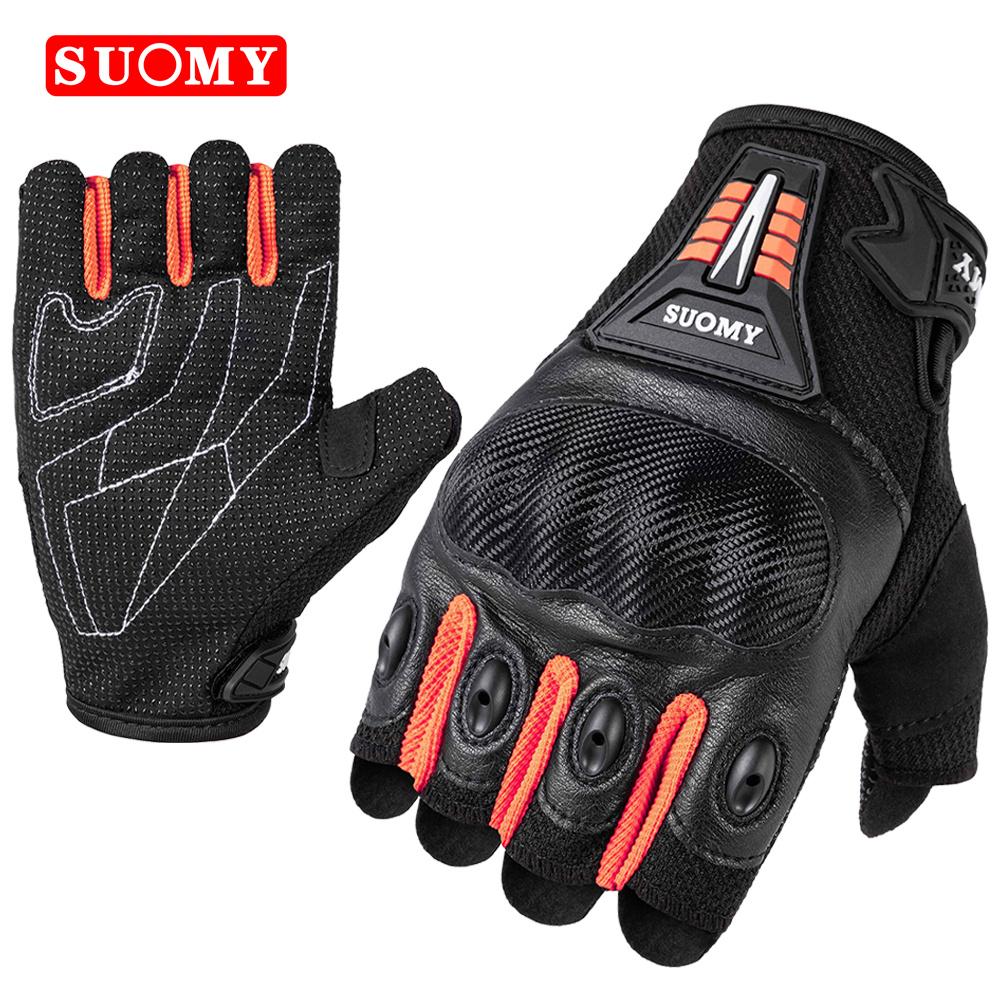 SUOMY Summer Men Half Finger Motorcycle Gloves Women Red Non-slip Motocross Racing Fingerless Gloves Moto Biker Cycling Gloves