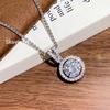 Versatile 3-Carat Faux Moissanite Pendant with Diamond Circle Clavicle Chain