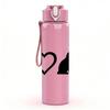 1PC Love Cat Silhouette Pattern 750ml Color Plastic Sports Water Bottle Leakproof Flip Straw Lid Suitable for Sports Office Home Use