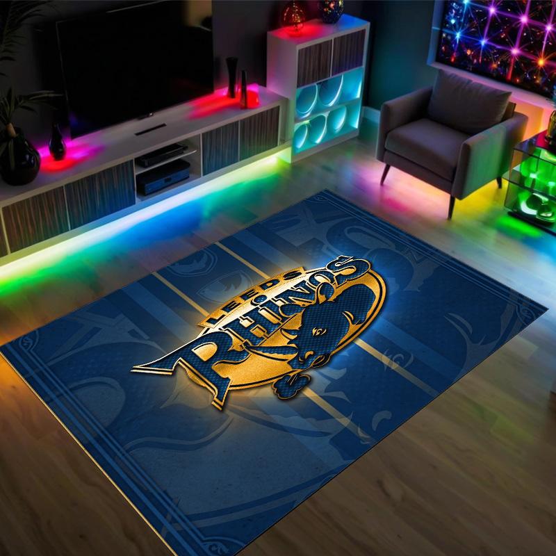 Leeds Rhinos Design Crystal Velvet Carpet Cozy Non?Slip Printed Rug For Bedroom Living Room Entrance