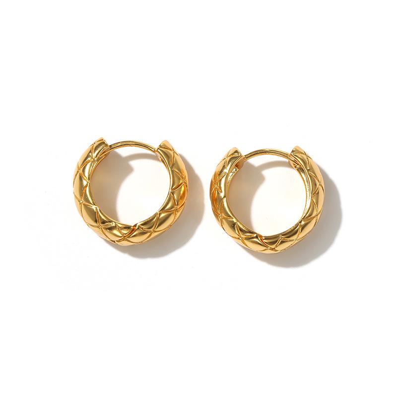 

Винтажные серьги-пусеты в золотом цвете, стеганые круглые, с универсальными каффами