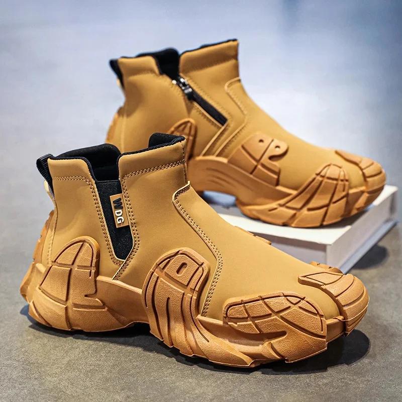 Men's Work Boots Anti-Slip Waterproof Spring Autumn Construction Site Men Boots Sports Shoes Round Toe Boots for Men