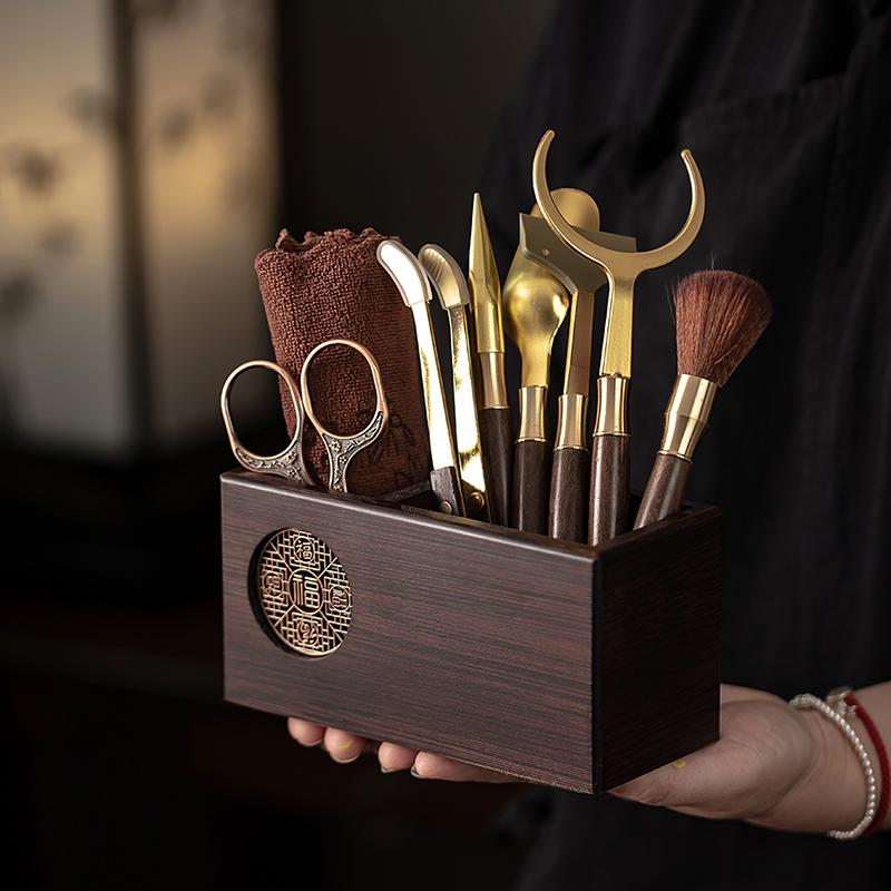 Chinese Tea Set 6 Pcs Tea Ceremony Tools with Scissor Tongs Gongfu Teaware Accessories Home Brewing Gift