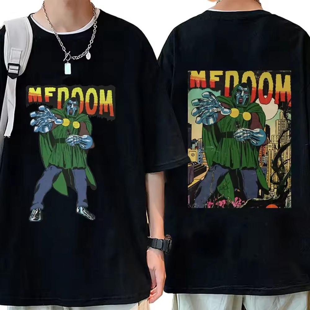 Damen T-Shirts Herren Kleidung Homme Bedrucktes T-Shirt Neu im Top Sänger Mf Doom Madlib Madvillain Zweiseitiges Grafik-T-Shirt