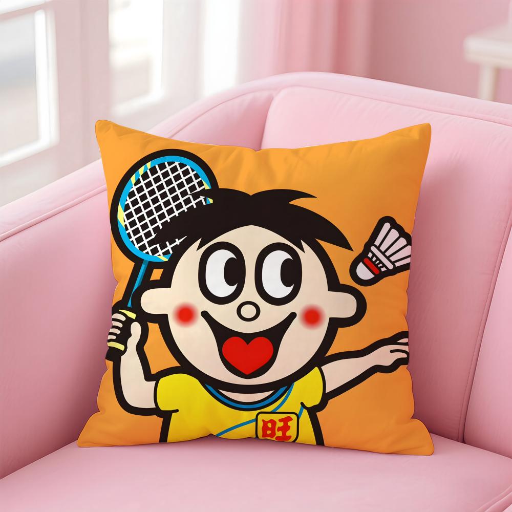 cartoon W-Wangzai Cushion Cover Home & Car Multi-Scene Pillow Cover - Reversible, Soft & Durable for Daily Use