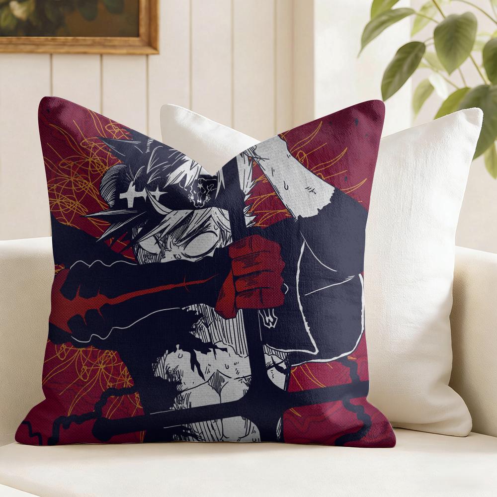 Cartoon Black CClover Cushion Cover Eco Linen Pillow Case DoubleSided Print Breathable Durable Zipper Home Decor Gift