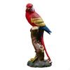 Figurine Perroquet en Résine Multicolore sur Souche Statue Oiseau Décoratif Réaliste pour Salon