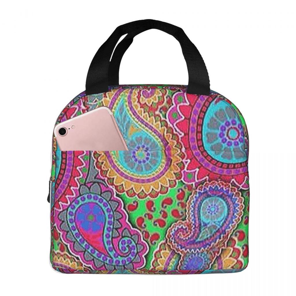 Colorful Paisley Mandala Insulated Lunch Bag for Women Children Leakproof Food Boxes Thermal Lunch Box Tote