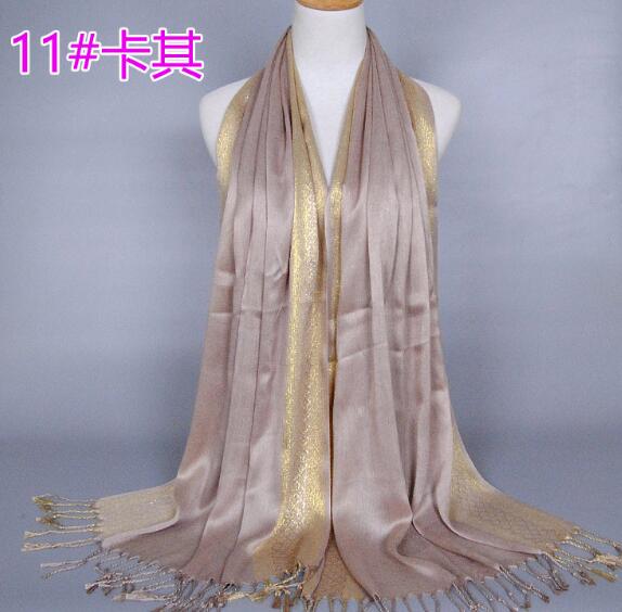 Brand de Lux Eșarfă Musulmană Aurie cu Sclipici Hijaburi Eșarfă de Cap Arabă din Orientul Mijlociu Batic Islamic din bumbac Bandană