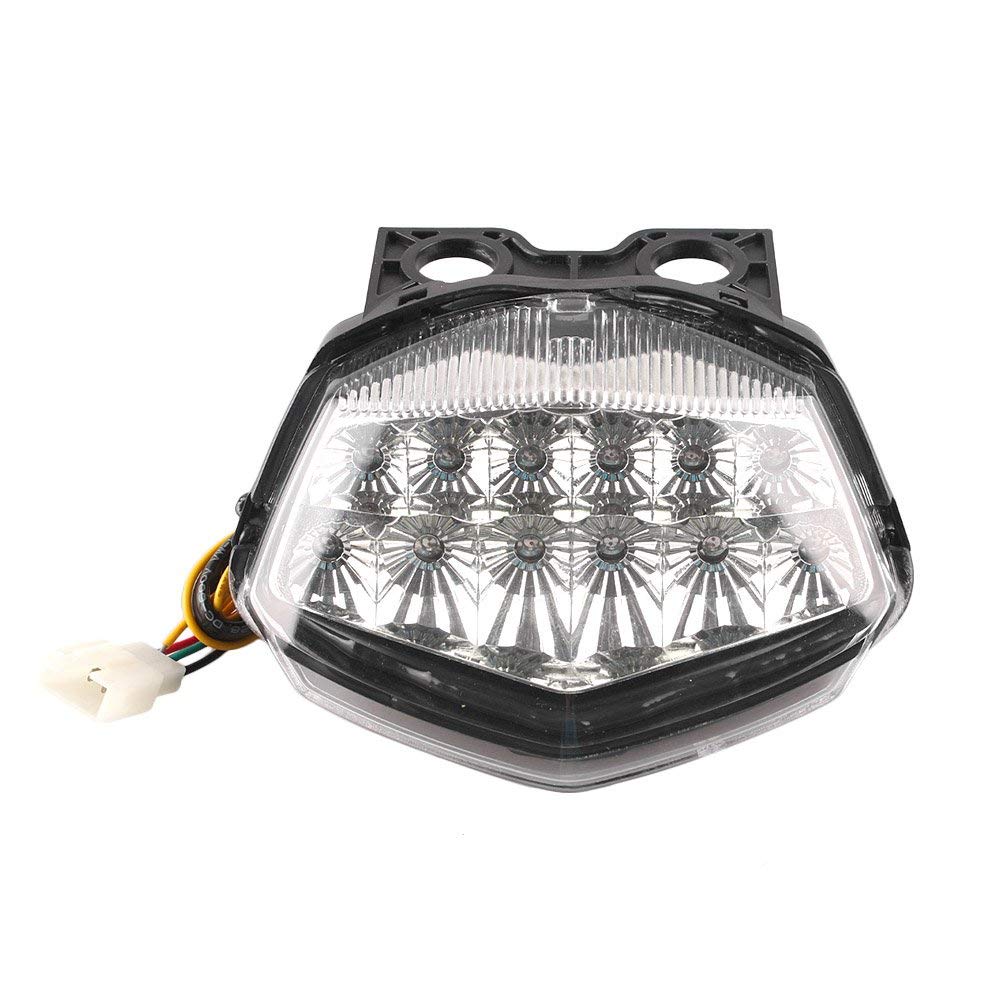 Karun Motorcycle LED Tail Light with Built-in Turn Signal, Clear Lens, Compatible with Kawasaki for Ninja250R 08-12 Years