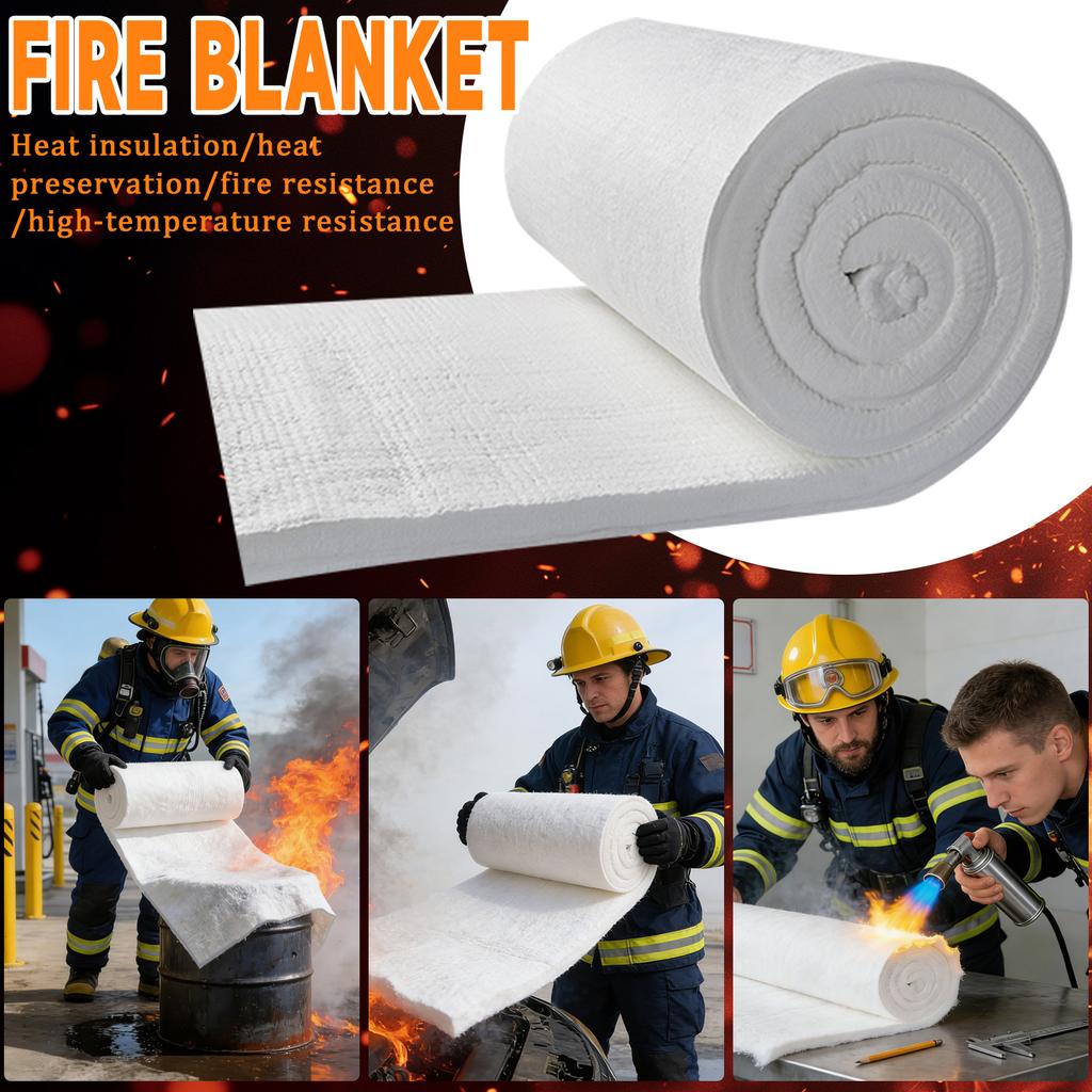 Fireproof Insulation Blanket - Silica Aluminum Ceramic Fiber Mat, 1260℃ Resistant, 1x1m 1cm Thick, Cuttable Shield For Industrial Equipment & Resident