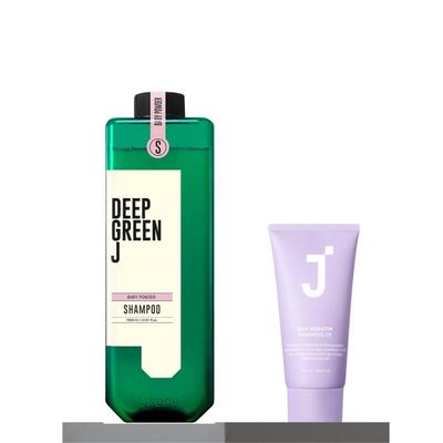 Deep Green Jay Nature Shampoo Baby Powder 1000ml (Silk Keratin Shampoo 2X 50ml Planning Composition)