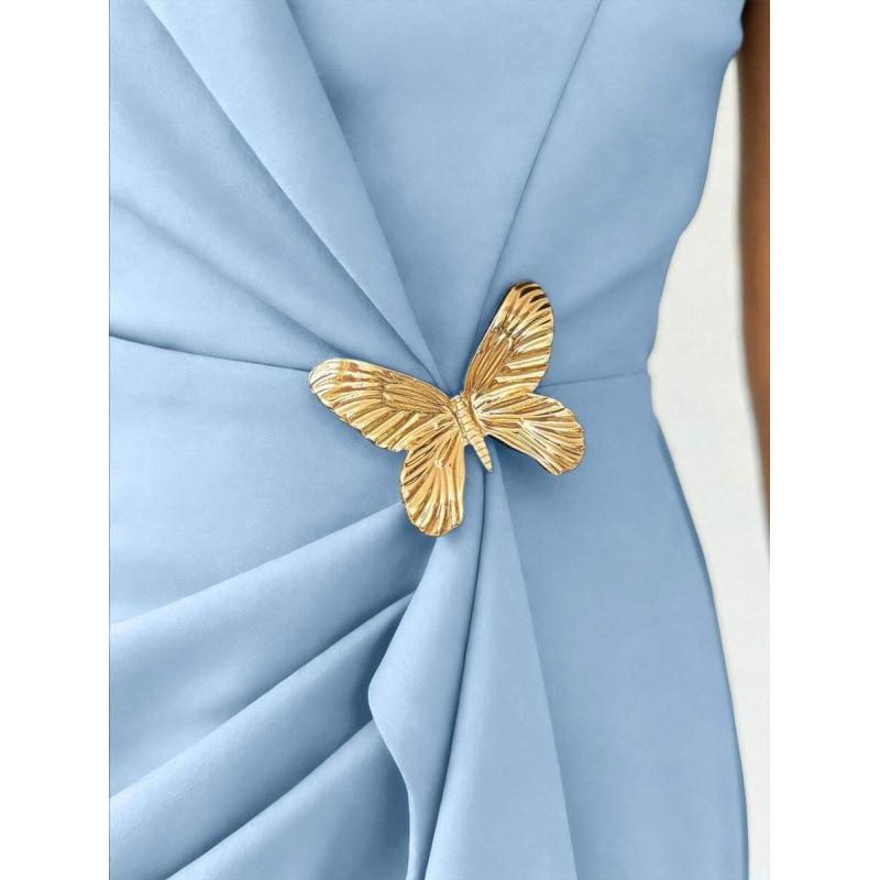 Europe, America 2026 summer new suit collar waist design irregular and thin dress women