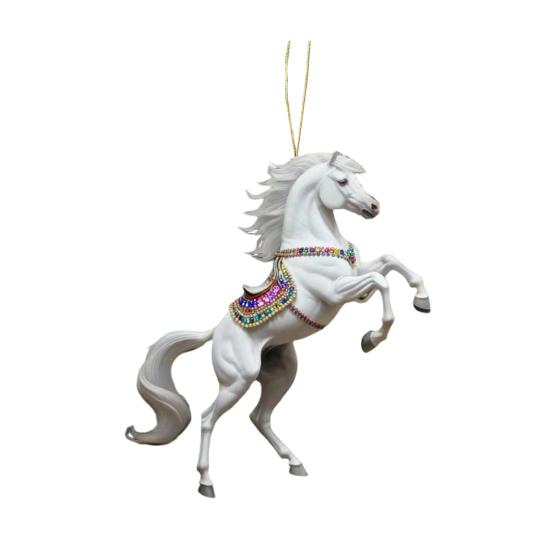Horse Pendant 2D Acrylic Realistic Horse Decoration Christmas Ornament with Hanging Loop Equestrian Lovers Holiday Decor