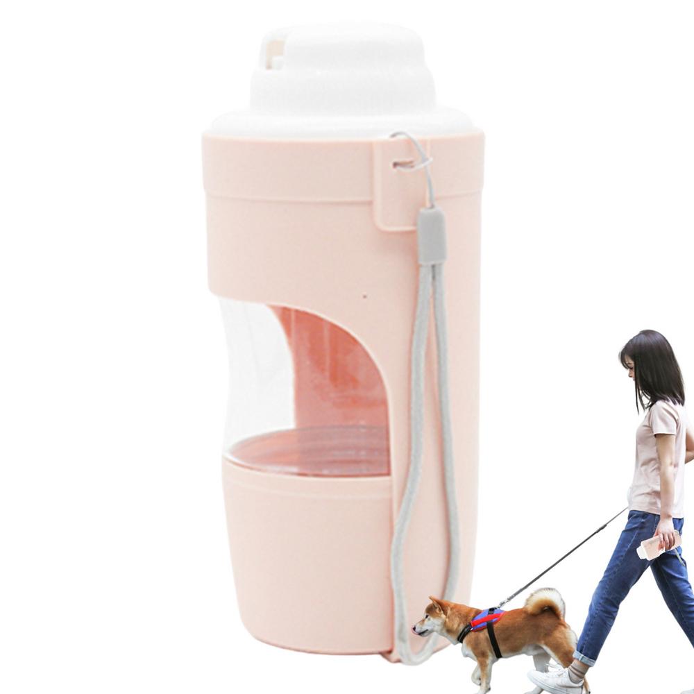 

Portable Water Bottle For Dogs Leakproof Dog Water Bottle With Food Container Drinking Feeder Clear Dog Travel Water Dispenser розовый
