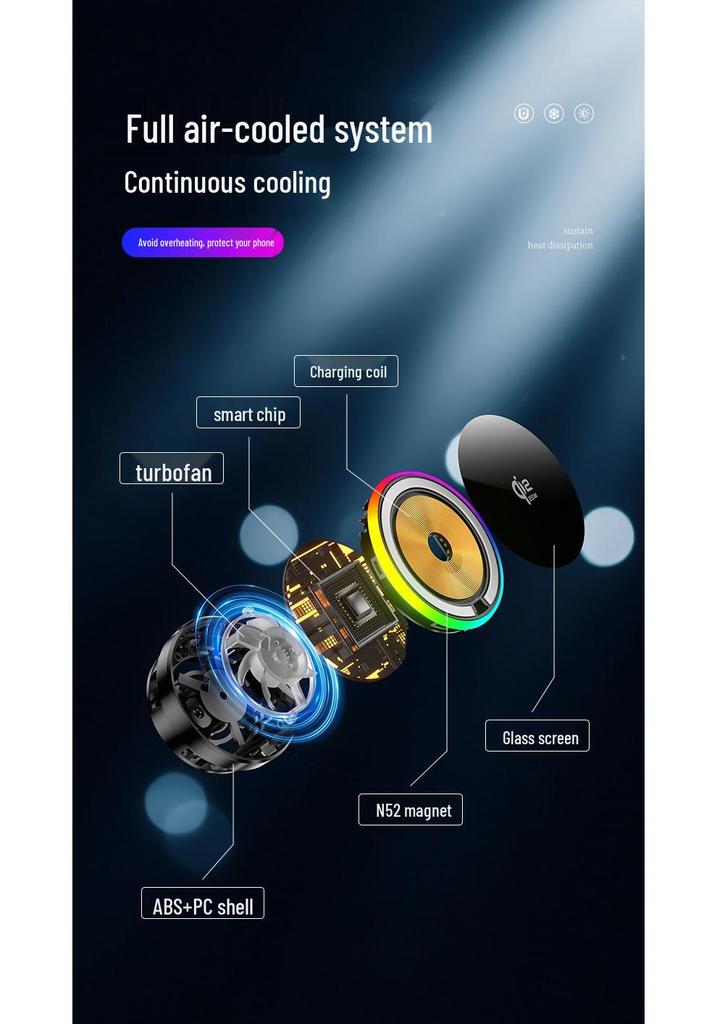 25W Wireless Car Charger Holder with Cooling Fan for iPhone 17 (Qi 2.2)