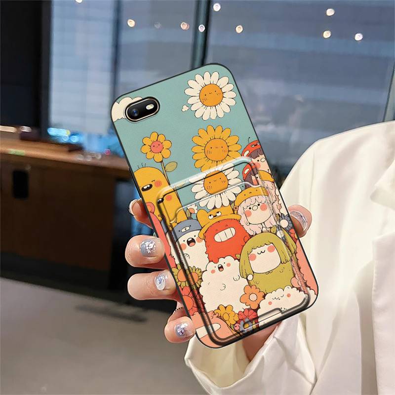 TPU Card sleeve Phone Case For OPPO A1K Card slot Silicone Fashion Design Anti-knock Graffiti protective Durable Cartoon