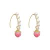 S925 Silver Needle Pink Flower Dangle Earrings with Imitation Pearls - Elegant & Sweet 2023 Design for Women