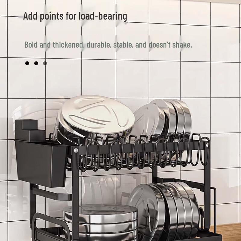 Carbon Steel Foldable Double-Layer Dish Rack