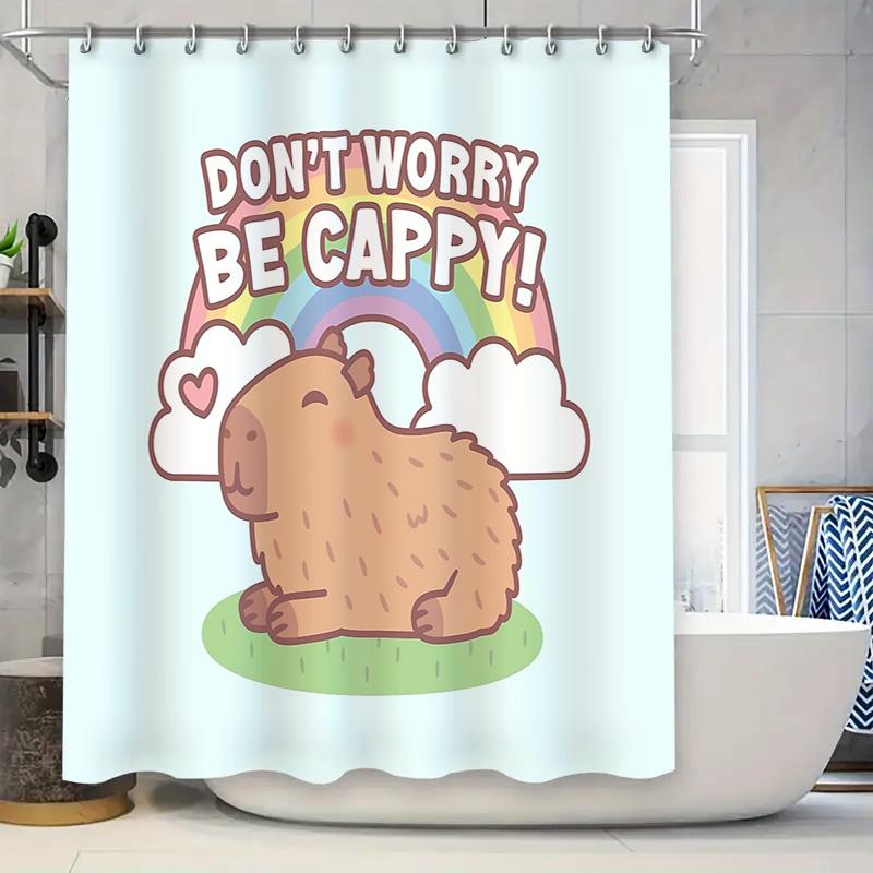 

Cute Capybara Shower Curtain Funny Animal Lover Gift Bathroom Decor Tropical Wildlife Print Modern Farmhouse Aesthetic Home W60H190(CM)-1 Pcs
